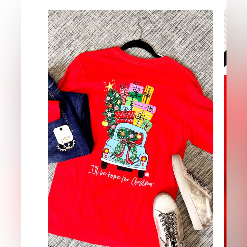 GIRLIE GIRLS ORIGINALS CHRISTMAS LONG SLEEVE W/GRAPHICS WOMENS S RED NEW